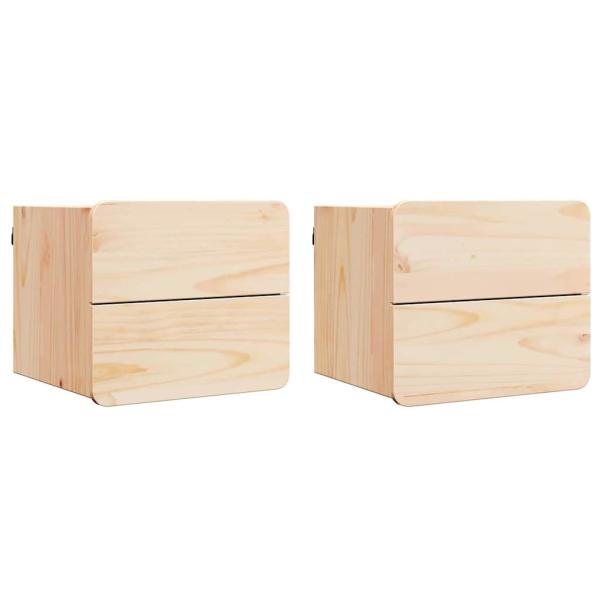 Nachttisch 2 pcs Braun 39 x 34 x 33 cm Kiefer Massivholz