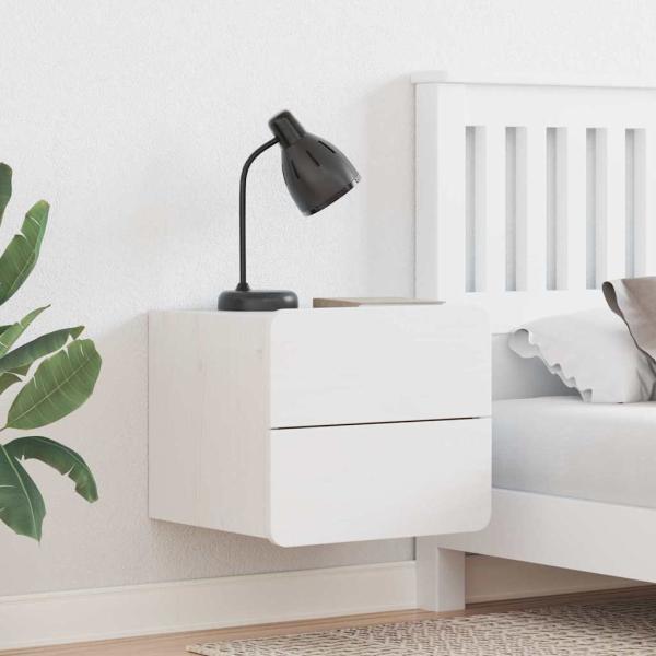 ARDEBO.de - Nachttisch Weiß 39 x 34 x 33 cm Massivholz Kiefer