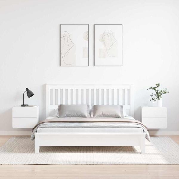 Nachttisch 2 pcs Weiß 39 x 34 x 33 cm Massiv-Fichtenholz