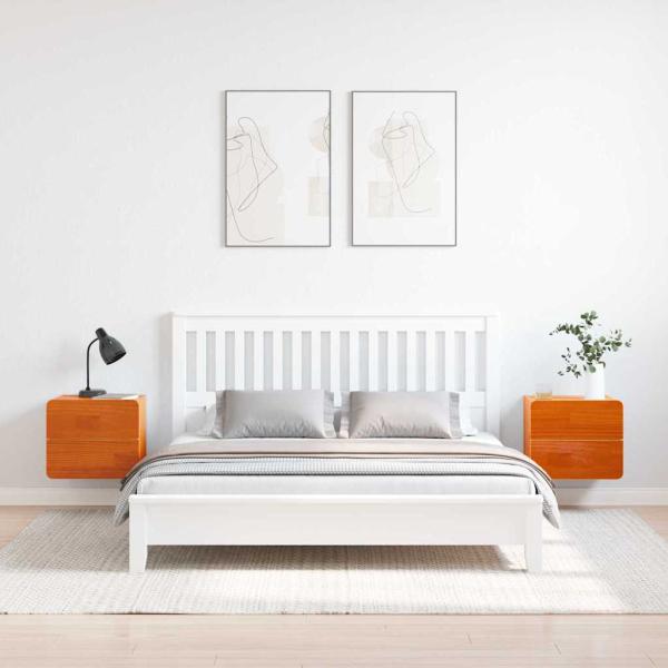 Nachttisch 2 pcs Braun 39 x 34 x 33 cm Kiefer Massivholz