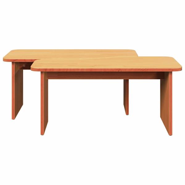 Couchtisch 2 pcs Wachsbraun 100 x 69 x 35.5 cm Massivkiefer