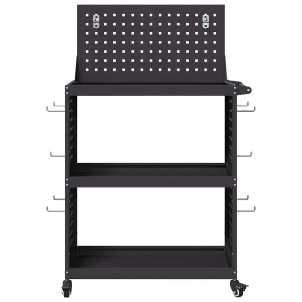 Werkzeugwagen mit Regal mit Rad mit Speicher Schwarz 65 x 35 x 111 cm Metall