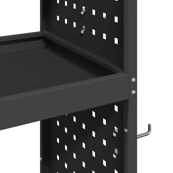 Werkzeugwagen mit Regal mit Rad mit Speicher Schwarz 65 x 35 x 111 cm Metall
