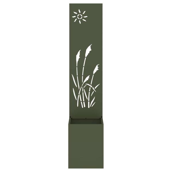 Blumentopf mit dekorativem Paneel Olivgrün 32 x 140 cm