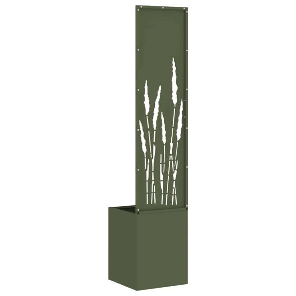 Blumentopf mit dekorativem Paneel Olivgrün 32 x 140 cm