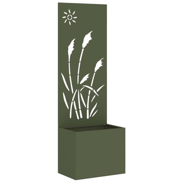 Blumentopf mit dekorativem Paneel Olivgrün 50 x 140 cm