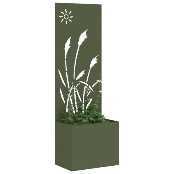Blumentopf mit dekorativem Paneel Olivgrün 50 x 140 cm