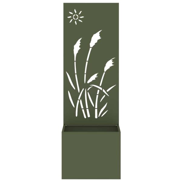 Blumentopf mit dekorativem Paneel Olivgrün 50 x 140 cm