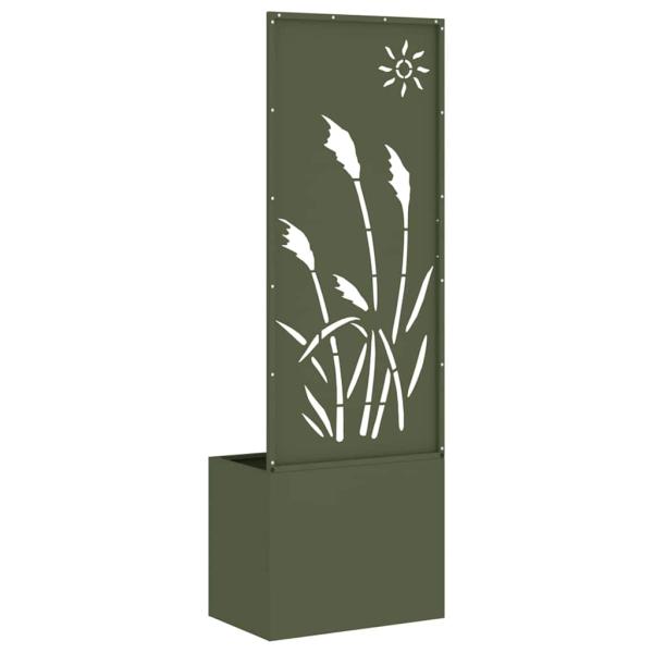 Blumentopf mit dekorativem Paneel Olivgrün 50 x 140 cm