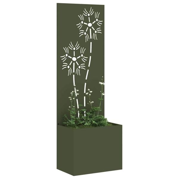 Blumentopf mit dekorativem Paneel Olivgrün 50 x 140 cm