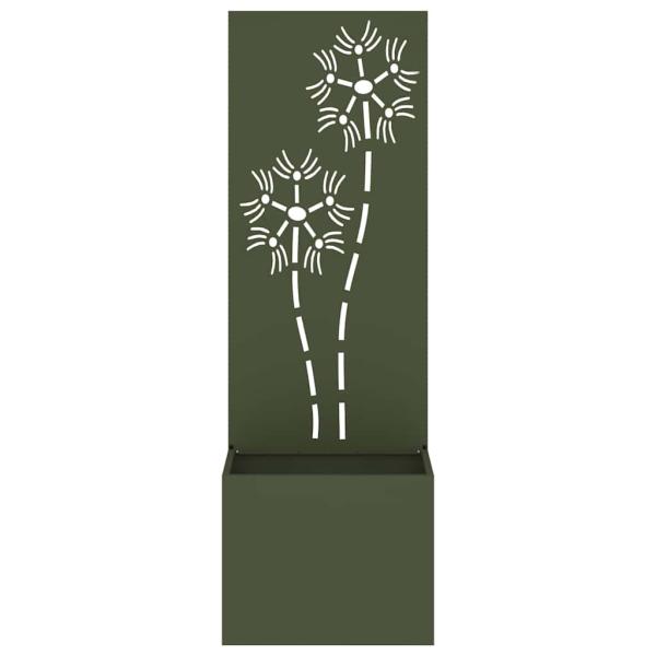 Blumentopf mit dekorativem Paneel Olivgrün 50 x 140 cm