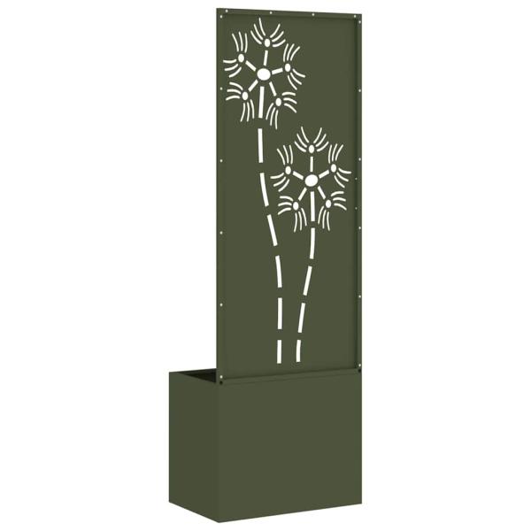 Blumentopf mit dekorativem Paneel Olivgrün 50 x 140 cm