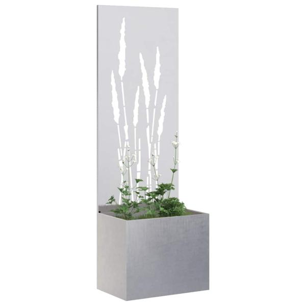 Blumentopf mit dekorativem Paneel Silber 50 x 140 cm Edelstahl