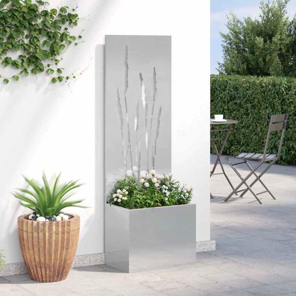 Blumentopf mit dekorativem Paneel Silber 50 x 140 cm Edelstahl