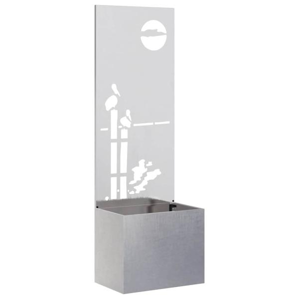 Blumentopf mit dekorativem Paneel Silber 50 x 140 cm Edelstahl