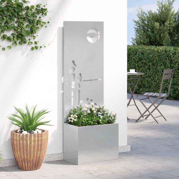 Blumentopf mit dekorativem Paneel Silber 50 x 140 cm Edelstahl