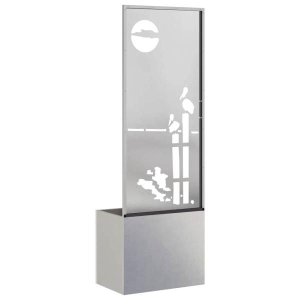 Blumentopf mit dekorativem Paneel Silber 50 x 140 cm Edelstahl