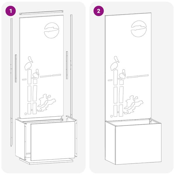 Blumentopf mit dekorativem Paneel Silber 50 x 140 cm Edelstahl