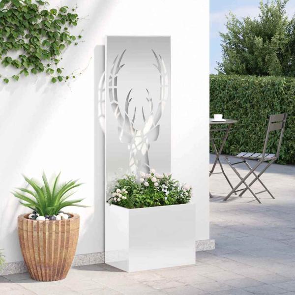 Blumentopf mit dekorativem Paneel Silber 50 x 140 cm