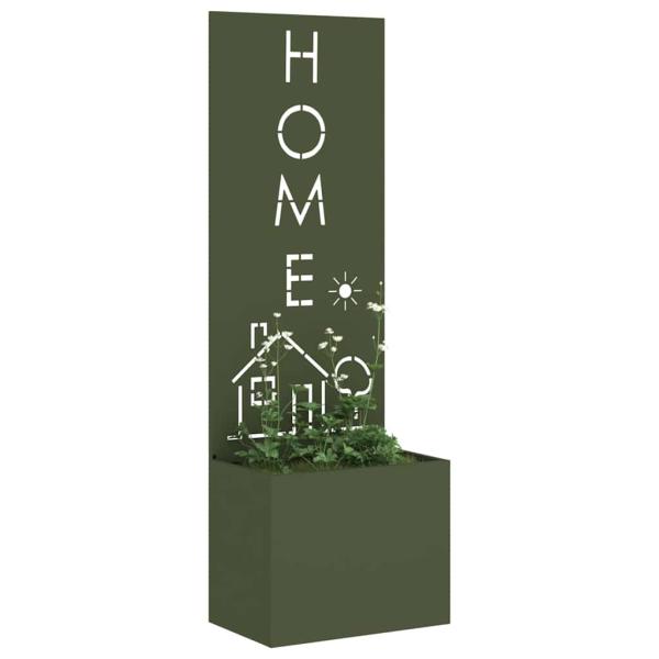 Blumentopf mit dekorativem Paneel Olivgrün 50 x 140 cm