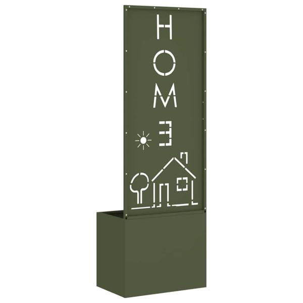 Blumentopf mit dekorativem Paneel Olivgrün 50 x 140 cm