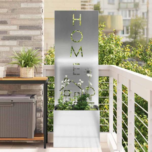 ARDEBO.de - Blumentopf mit dekorativem Paneel Silber 50 x 140 cm