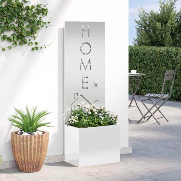Blumentopf mit dekorativem Paneel Silber 50 x 140 cm