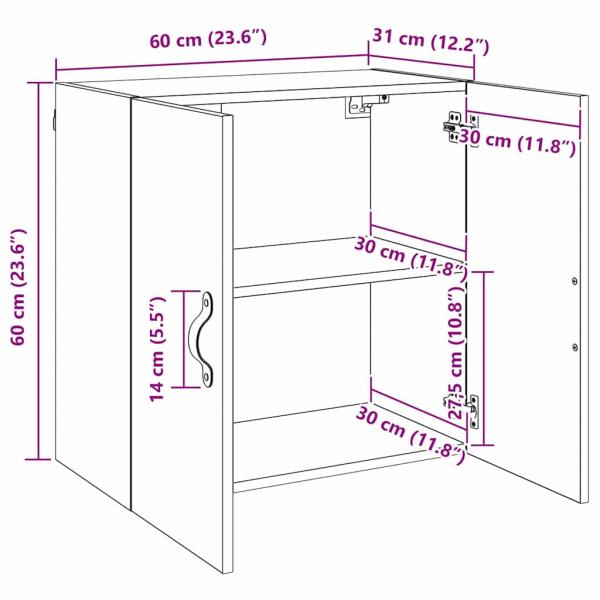 Wandschrank Schwarze Eiche 60 x 31 x 60 cm Holzwerkstoff