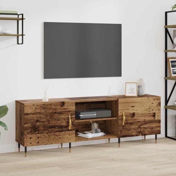 ARDEBO.de - TV-Schränk mit Regal mit Speicher mit Tür Altholz 150 x 30 x 50 cm Holzwerkstoff