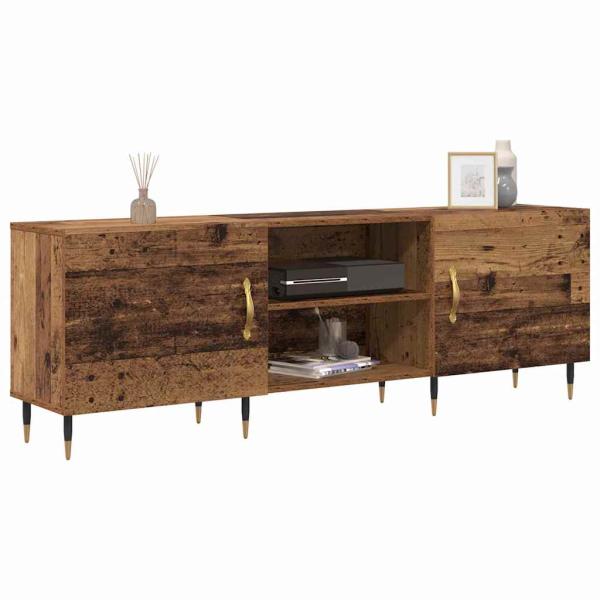 TV-Schränk mit Regal mit Speicher mit Tür Altholz 150 x 30 x 50 cm Holzwerkstoff