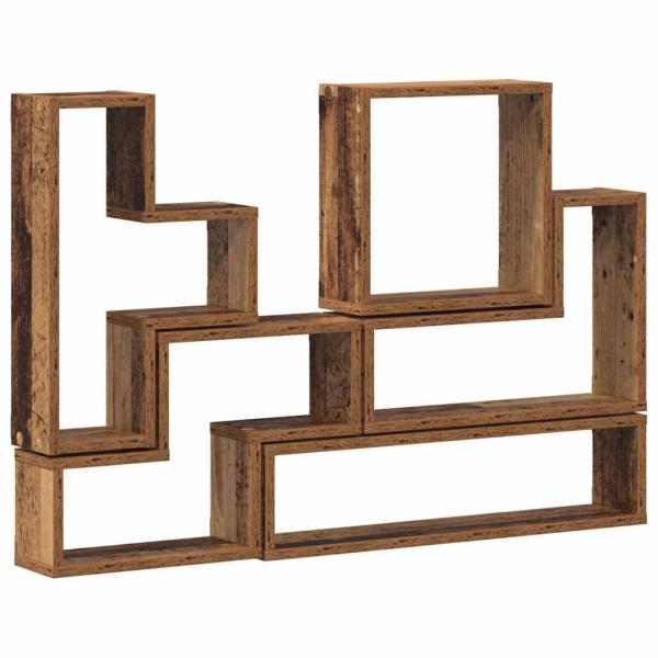 Wandwürfel mit Regal Wandmontiert Sonstiges mit Speicher Altholz 96 x 12 x 64 cm Holzwerkstoff