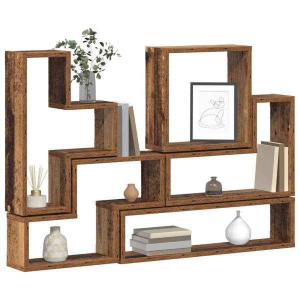 Wandwürfel mit Regal Wandmontiert Sonstiges mit Speicher Altholz 96 x 12 x 64 cm Holzwerkstoff