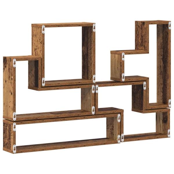 Wandwürfel mit Regal Wandmontiert Sonstiges mit Speicher Altholz 96 x 12 x 64 cm Holzwerkstoff