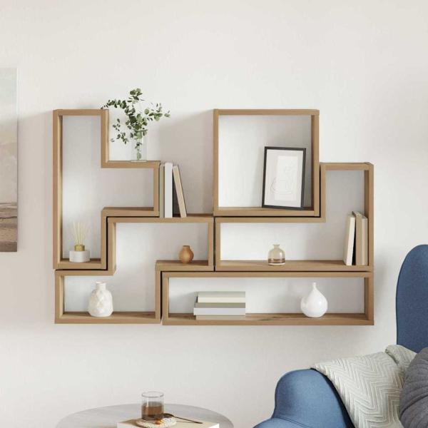 Wandwürfel Eiche handwerklich 96 x 12 x 64 cm Holzwerkstoff