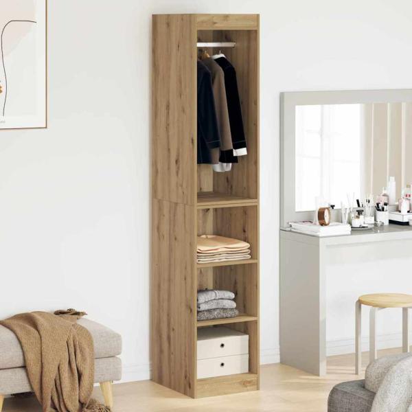 Kleiderschrank mit Regal mit Speicher Eiche handwerklich 41 x 48 x 102 cm