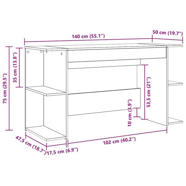 Schreibtisch Eiche handwerklich 140 x 50 x 75 cm Holzwerkstoff