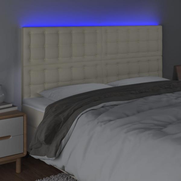 LED Kopfteil Creme 200x5x118/128 cm Kunstleder