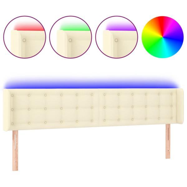 LED Kopfteil Creme 203x16x78/88 cm Kunstleder