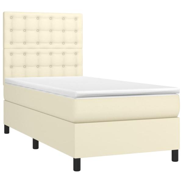Boxspringbett mit Matratze & LED Creme 100x200 cm Kunstleder