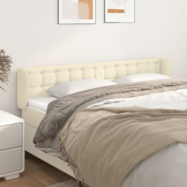 ARDEBO.de - Kopfteil mit Ohren Creme 203x23x78/88 cm Kunstleder