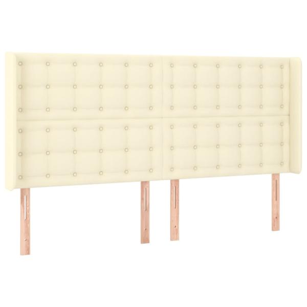 Kopfteil mit Ohren Creme 203x16x118/128 cm Kunstleder