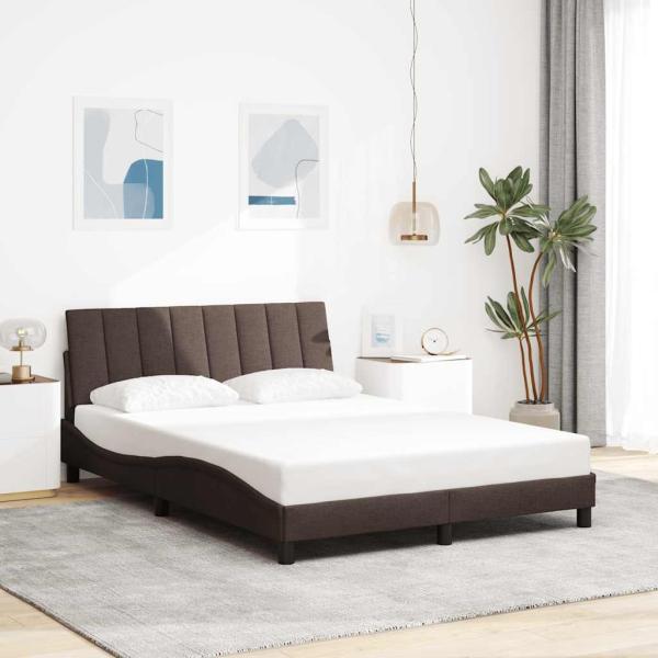 ARDEBO.de - Bettgestell ohne Matratze "Hanko" Dunkelbraun 140x190 cm Stoff