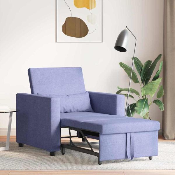 3-in-1 Einzelsofa-Bett umwandelbar Jeans Blau Stoff