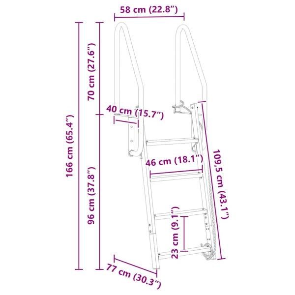 Dockleiter Sonstiges Silber 58 x 77 x 166 cm Aluminium