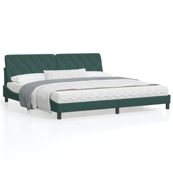ARDEBO.de - Bettgestell ohne Matratze Dunkelgrün 200x200 cm Samt