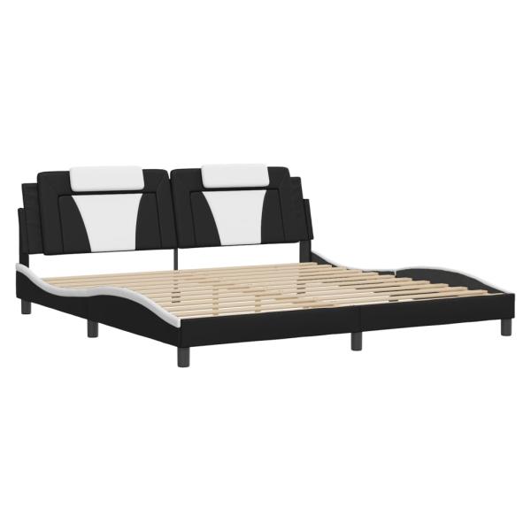 Bettgestell "Viana" mit LED ohne Matratze Schwarz und Weiß 200x200 cm Kunstleder
