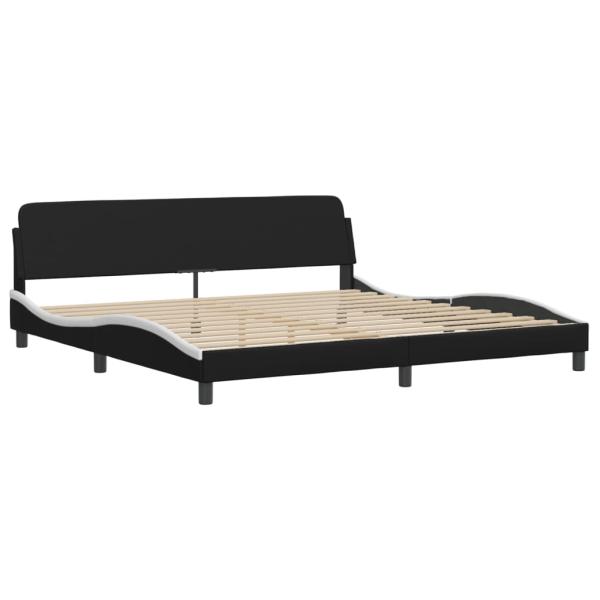 Bettgestell "Viana" mit LED ohne Matratze Schwarz und Weiß 200x200 cm Kunstleder