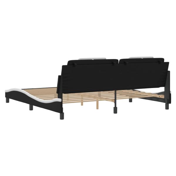 Bettgestell "Viana" mit LED ohne Matratze Schwarz und Weiß 200x200 cm Kunstleder