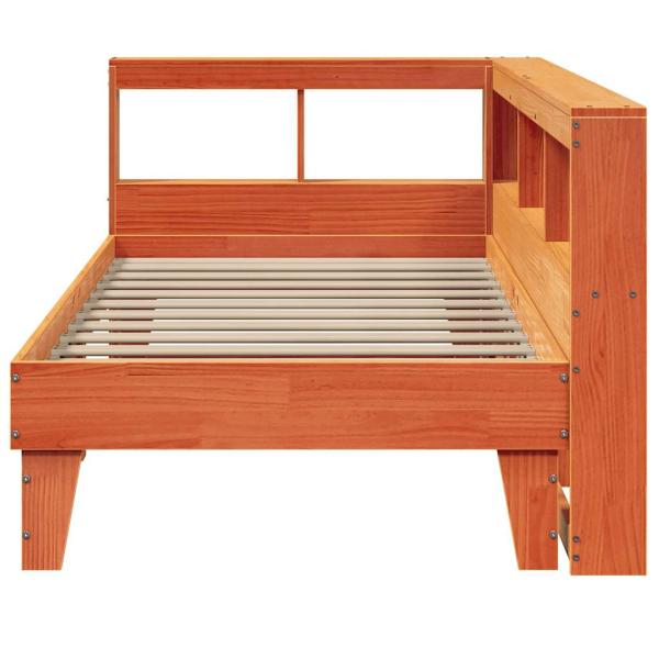 Massivholzbett mit Regal ohne Matratze Wachsbraun 90x200 cm