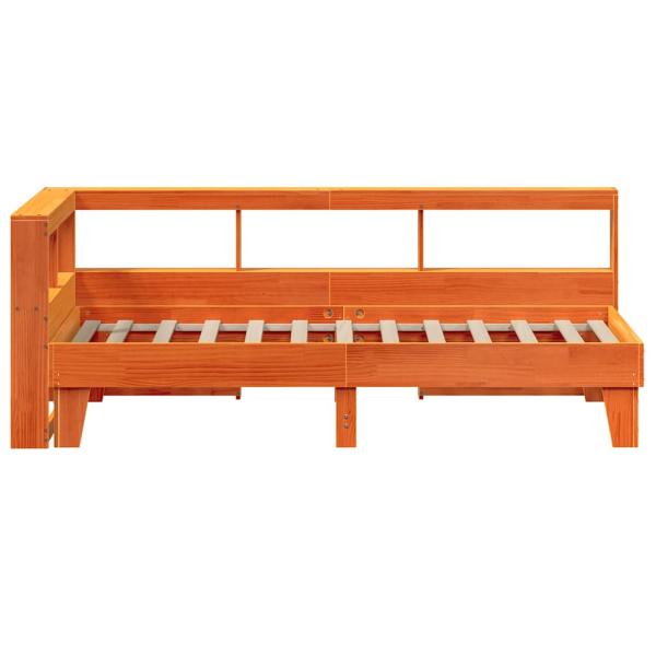 Massivholzbett mit Regal ohne Matratze Wachsbraun 90x200 cm
